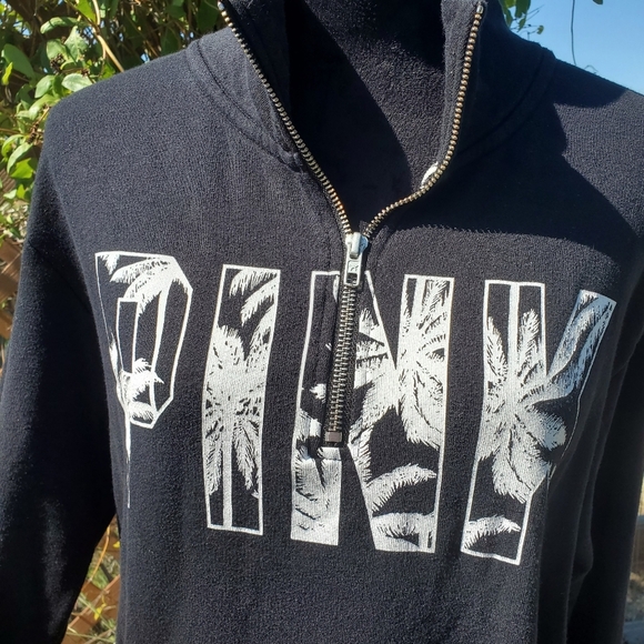 PINK VS Black & White 1/4 Zip Pullover Sweatshirt Size Large NWOT - Picture 16 of 16